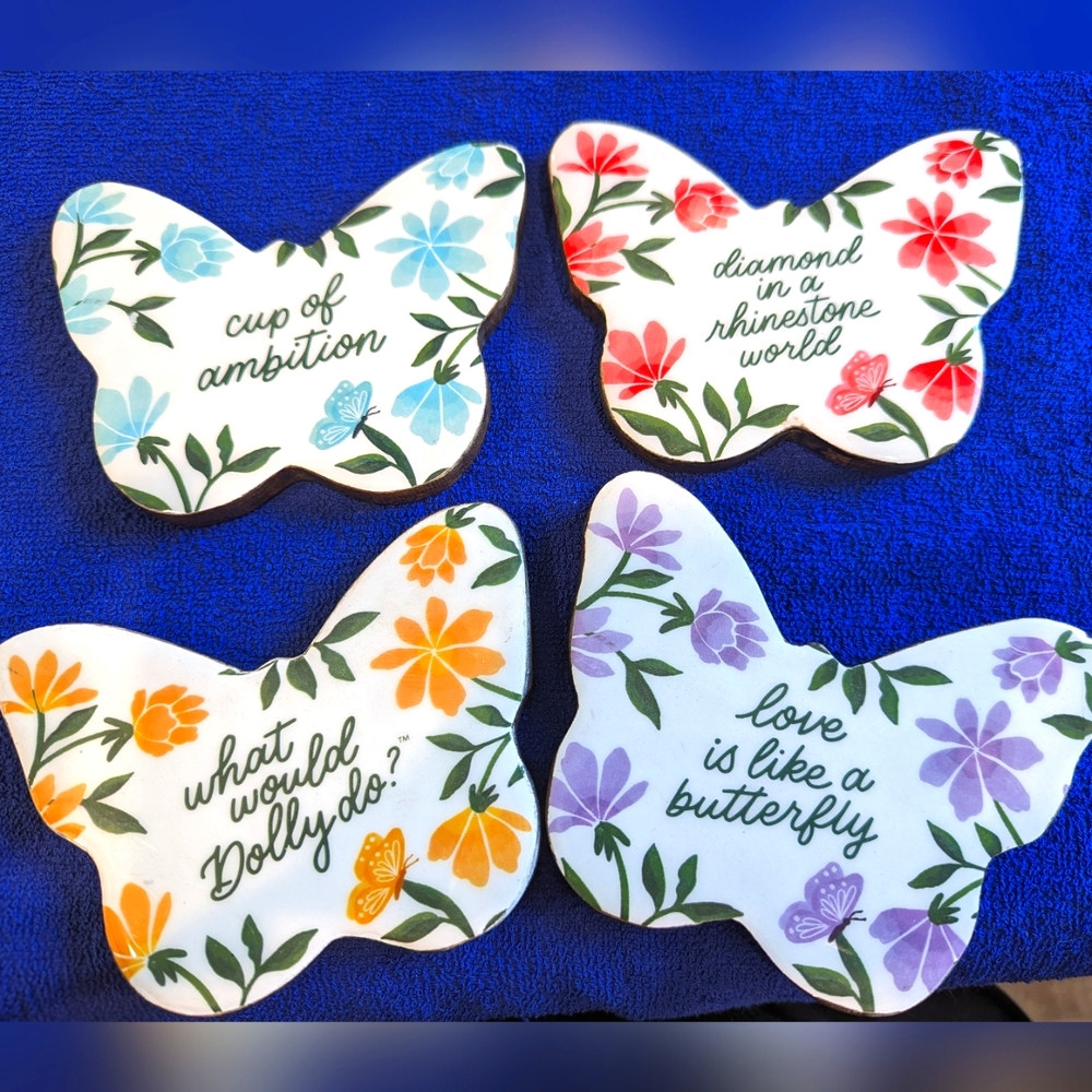 🆕 DOLLY PARTON Butterfly Coaster Set (4) by Dolly Parton Collection